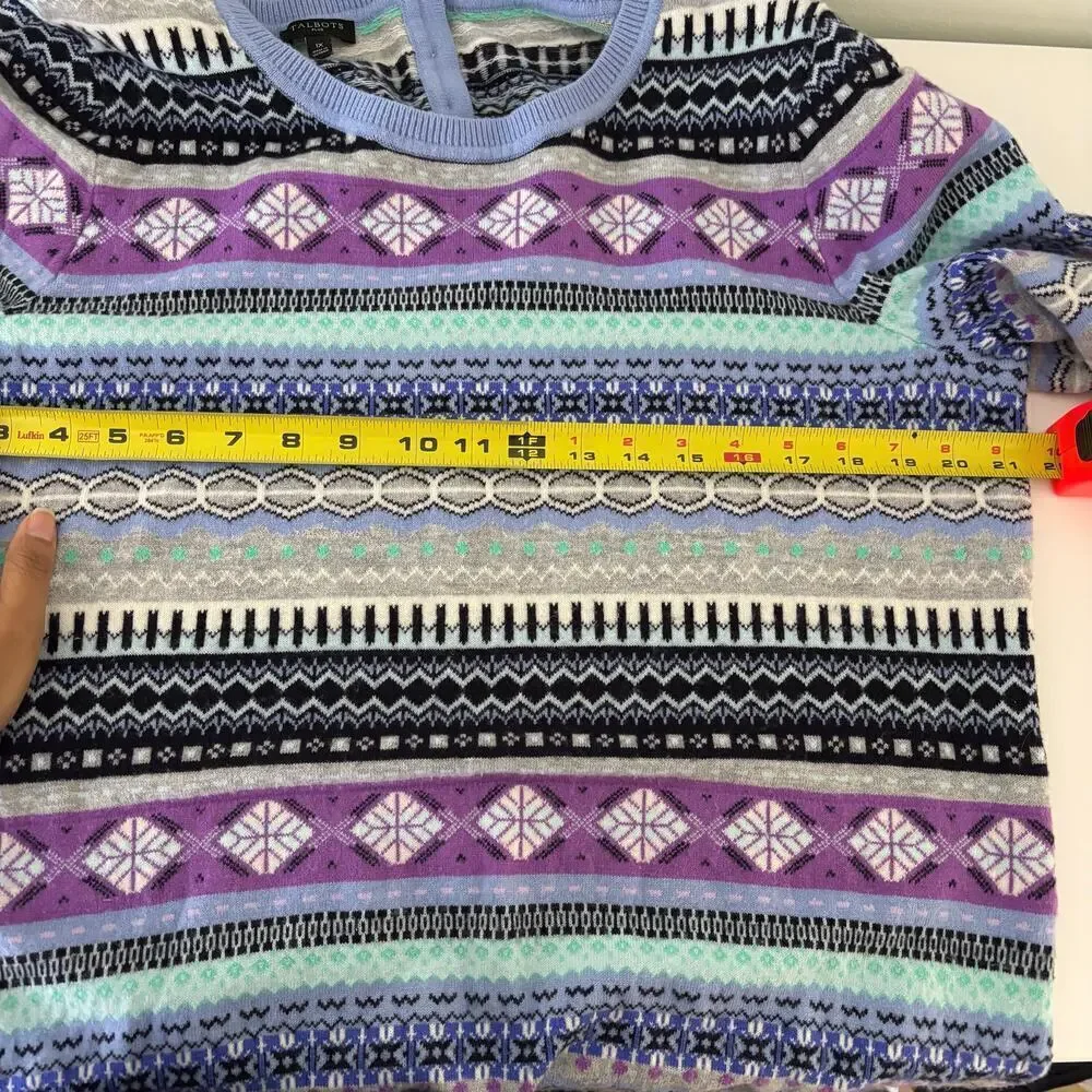 Talbots Cozy Fair Isle Crewneck Sweater size 1X Lambs Wool Preppy Warm Comfort